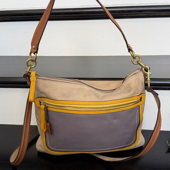 Coach Handbags - Coach genuine leather colorblock shoulder crossbody purse removable strap